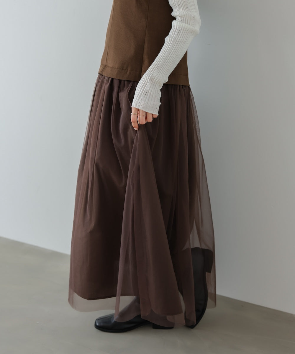 レイヤード風チュールキャミワンピース