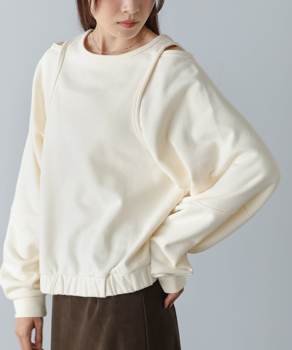 レイヤードライクパイピングスウェットトップス