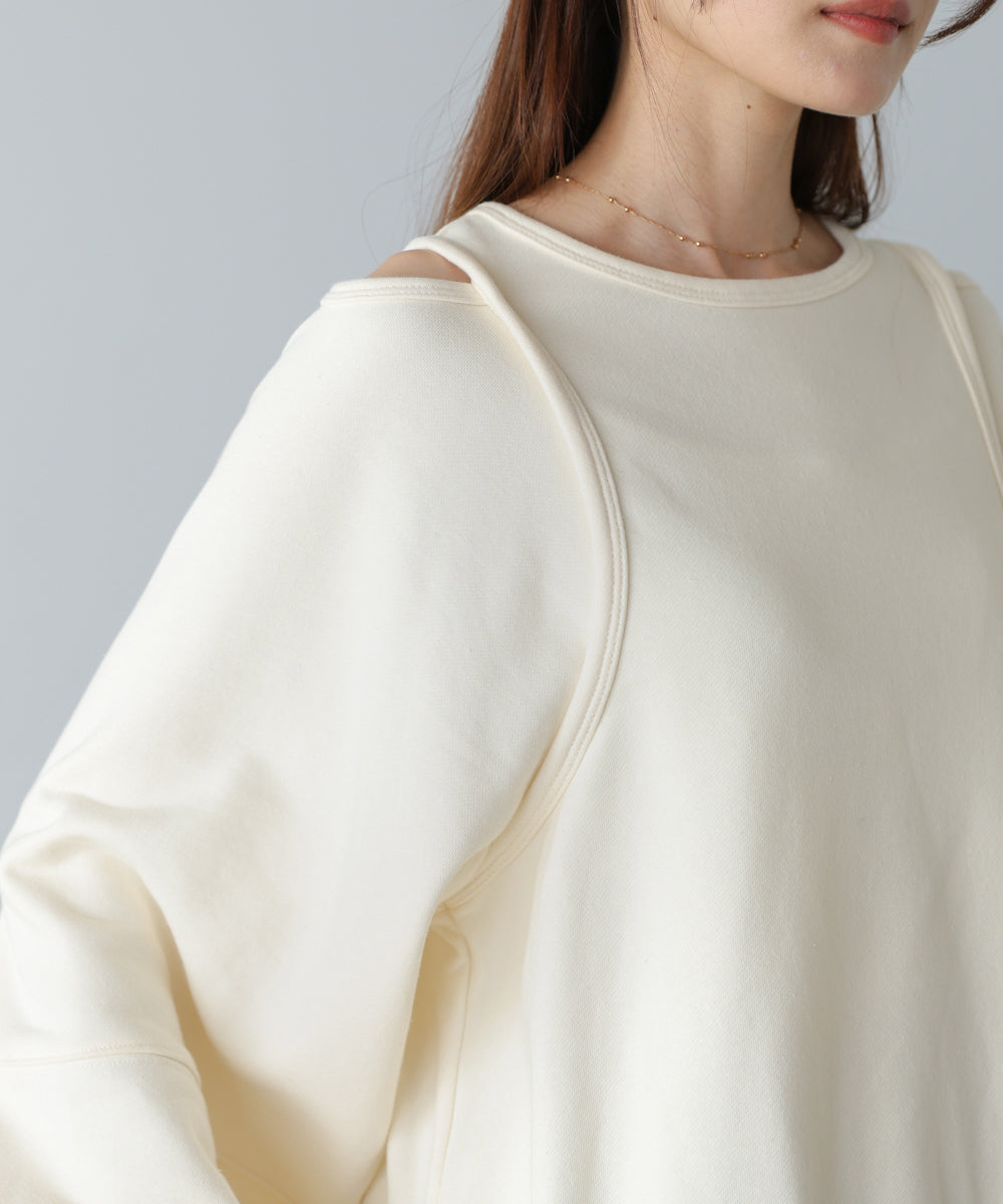 レイヤードライクパイピングスウェットトップス