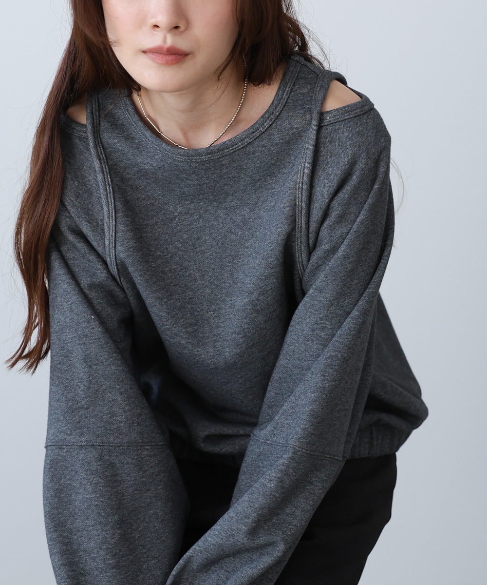 レイヤードライクパイピングスウェットトップス