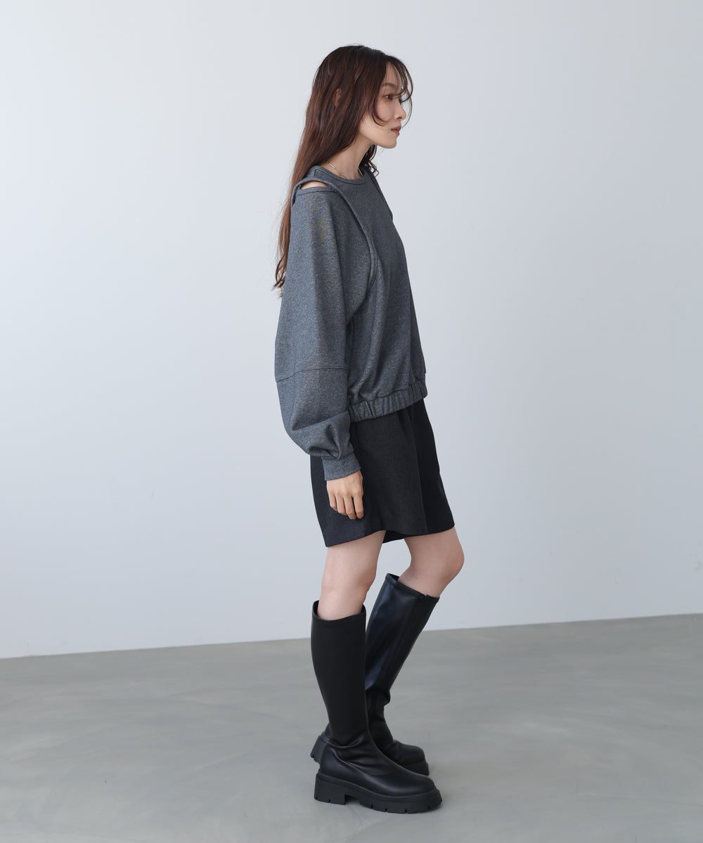 レイヤードライクパイピングスウェットトップス