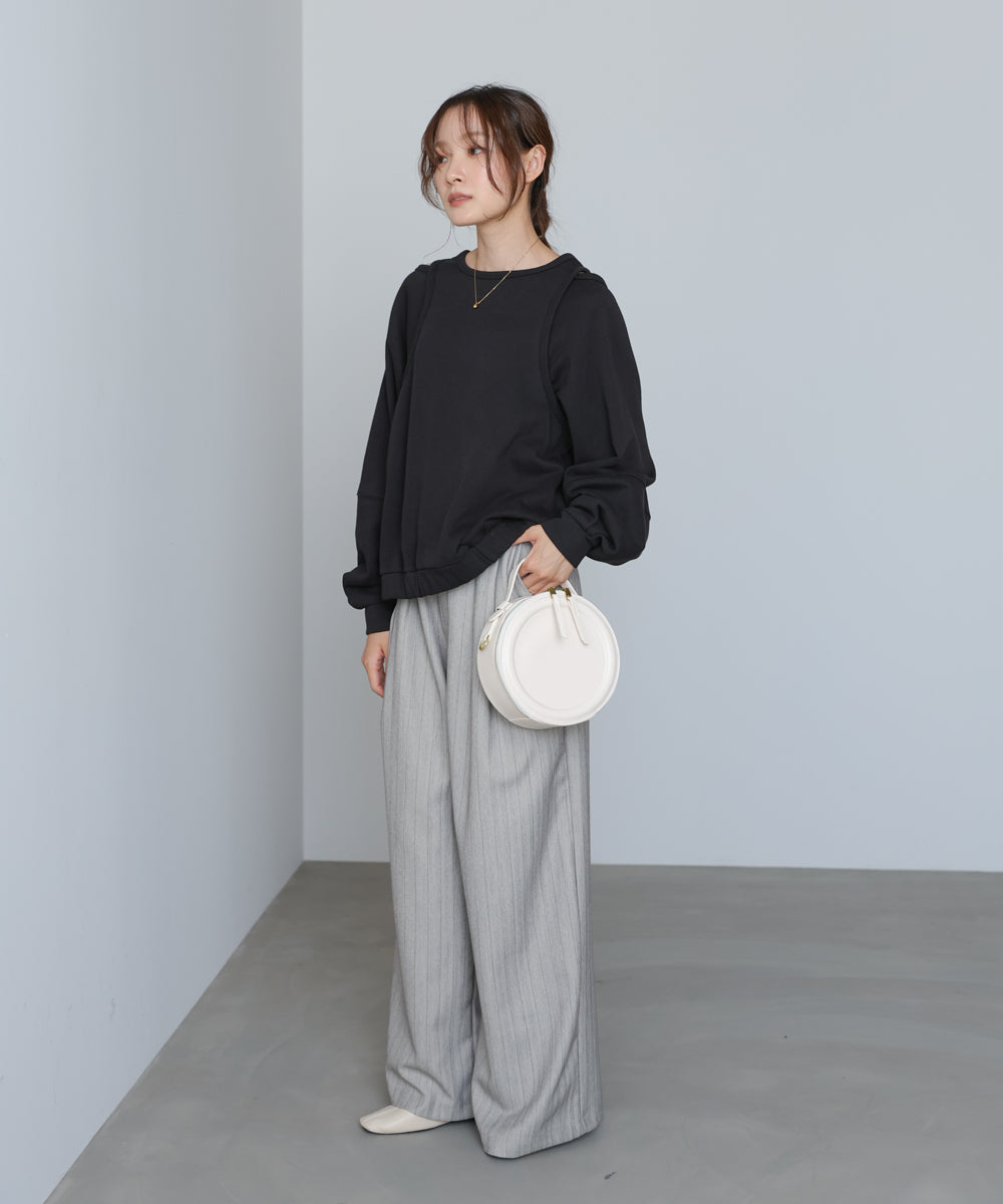 レイヤードライクパイピングスウェットトップス