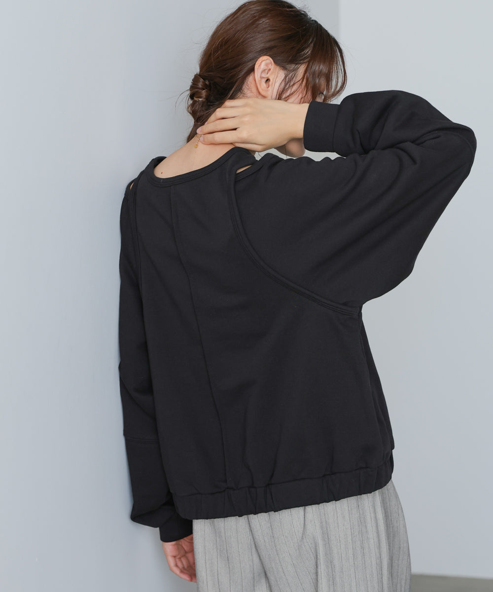 レイヤードライクパイピングスウェットトップス