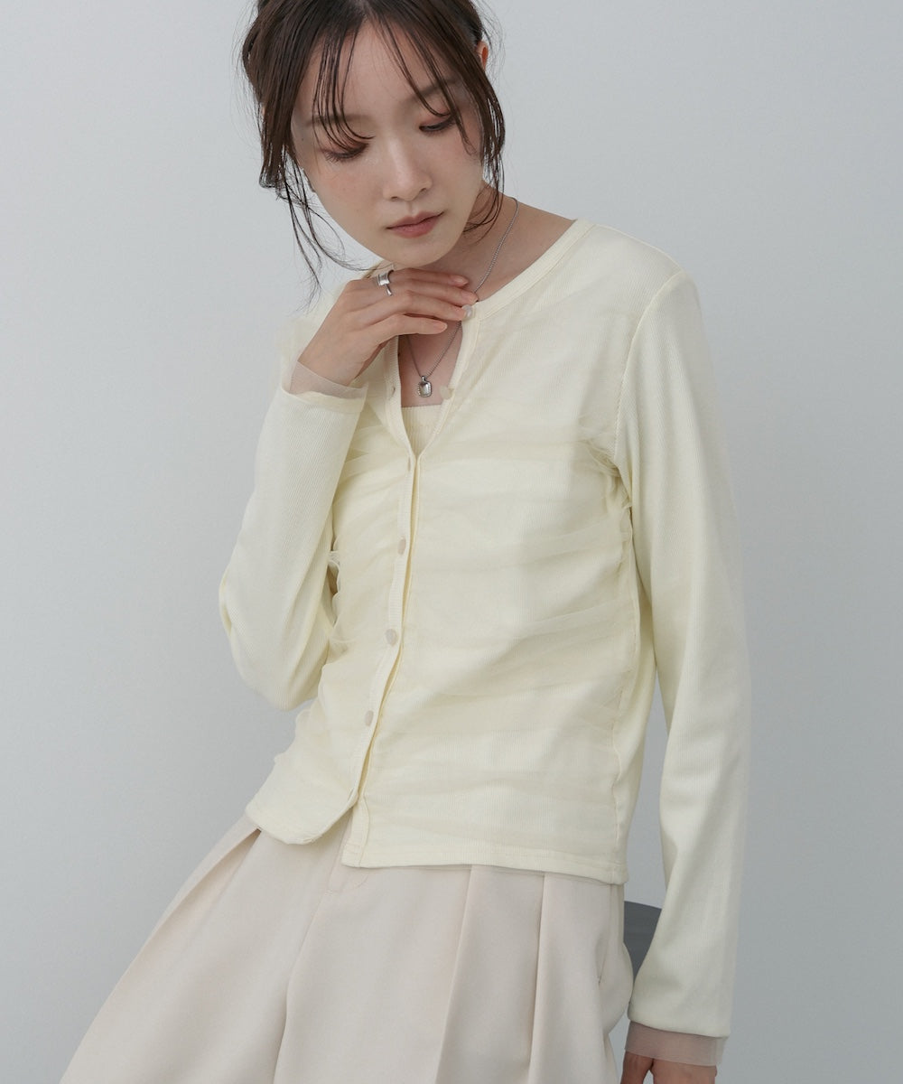 チュールギャザーカーディガン