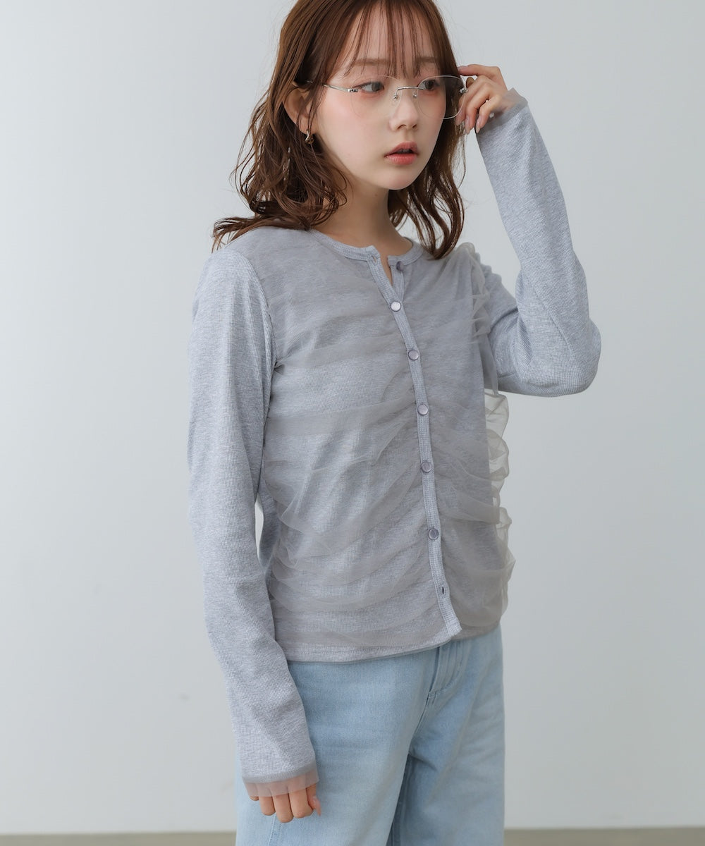 【2026SS】チュールギャザーカーディガン