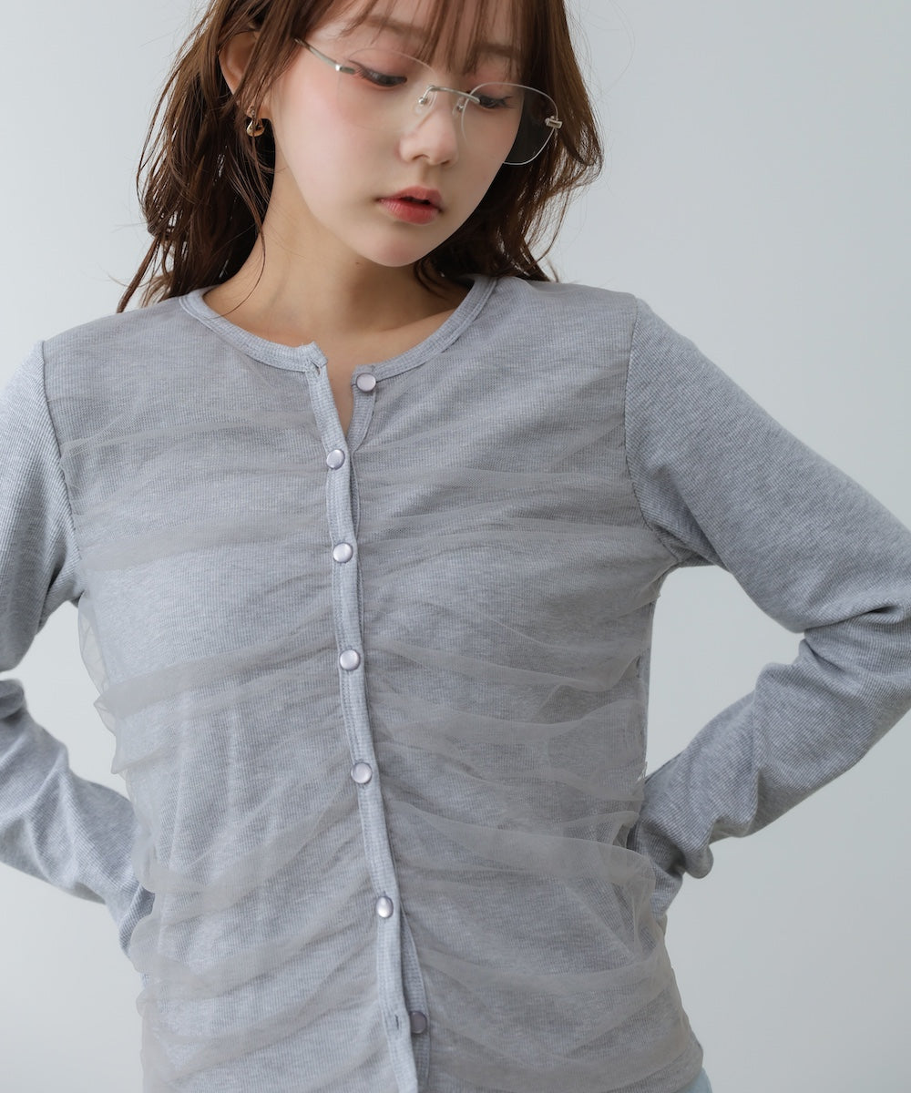 【2026SS】チュールギャザーカーディガン