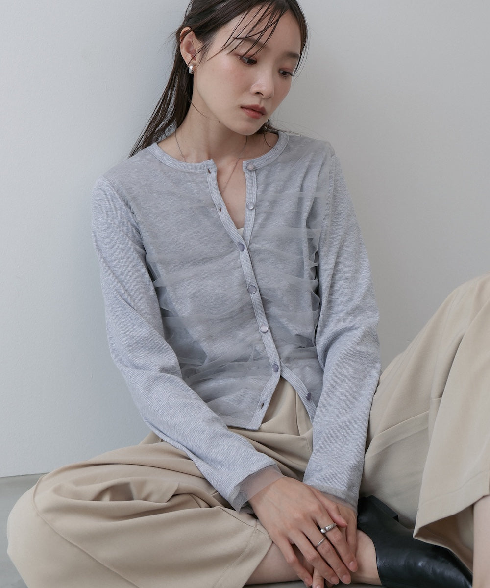 チュールギャザーカーディガン