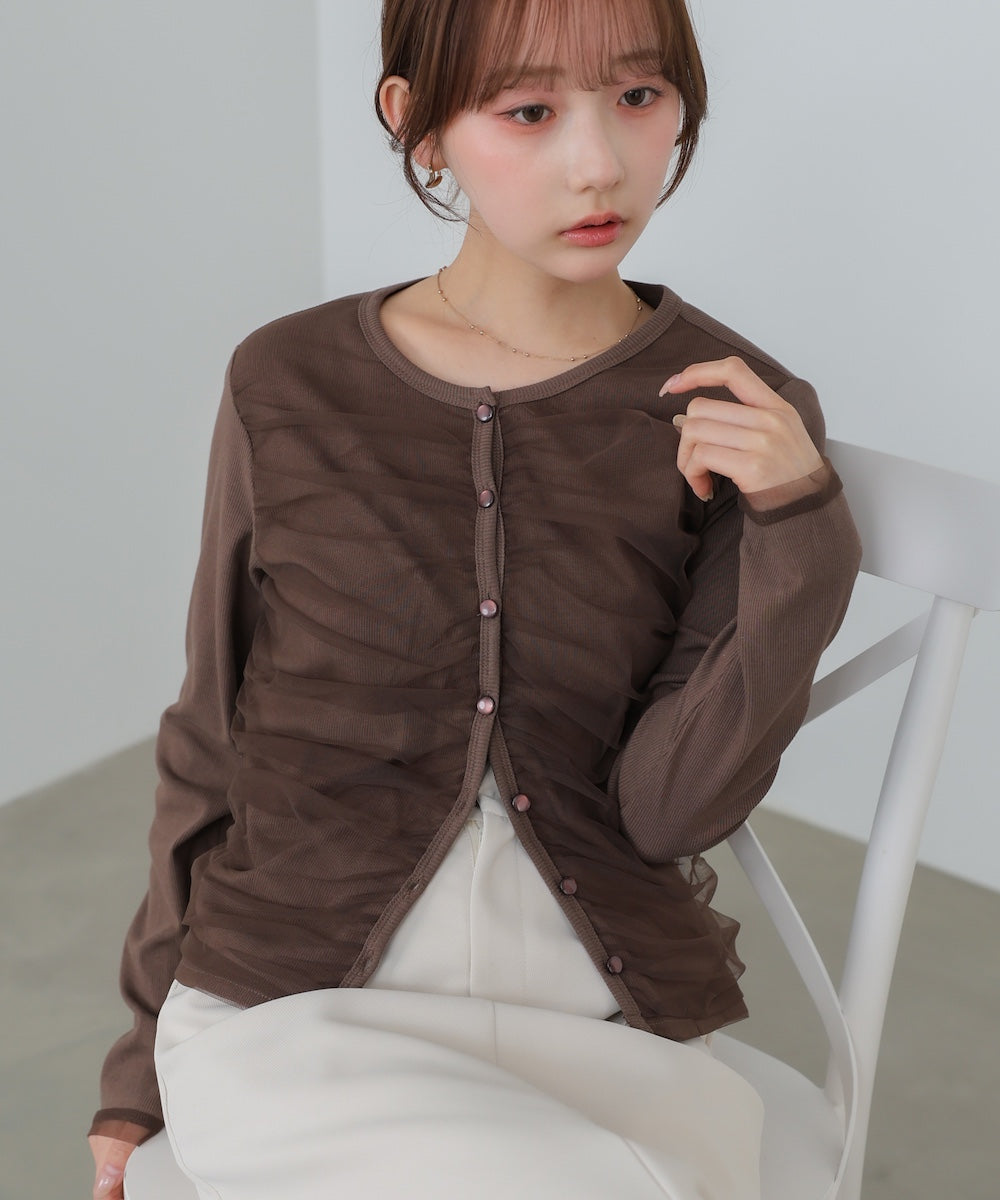 【2026SS】チュールギャザーカーディガン