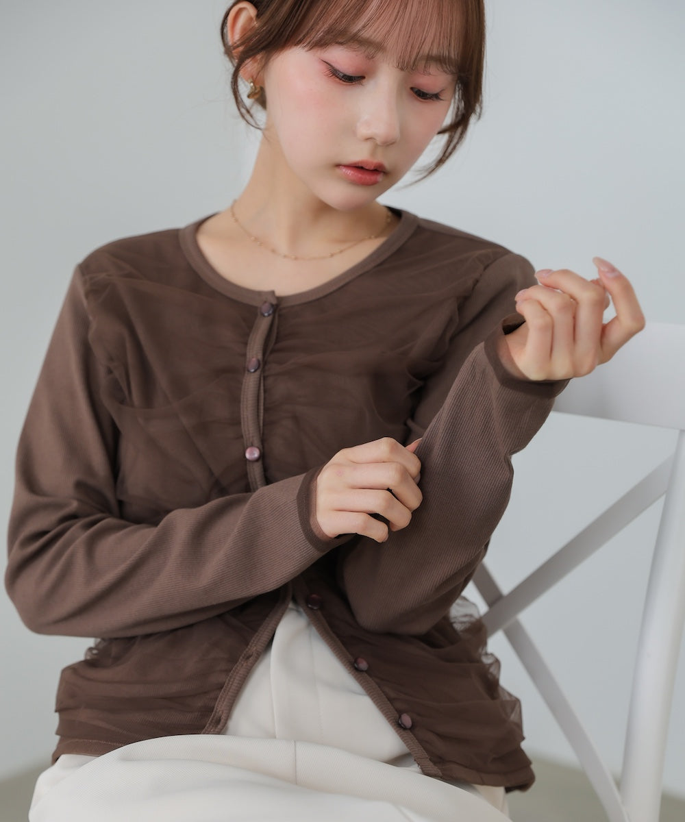 【2026SS】チュールギャザーカーディガン