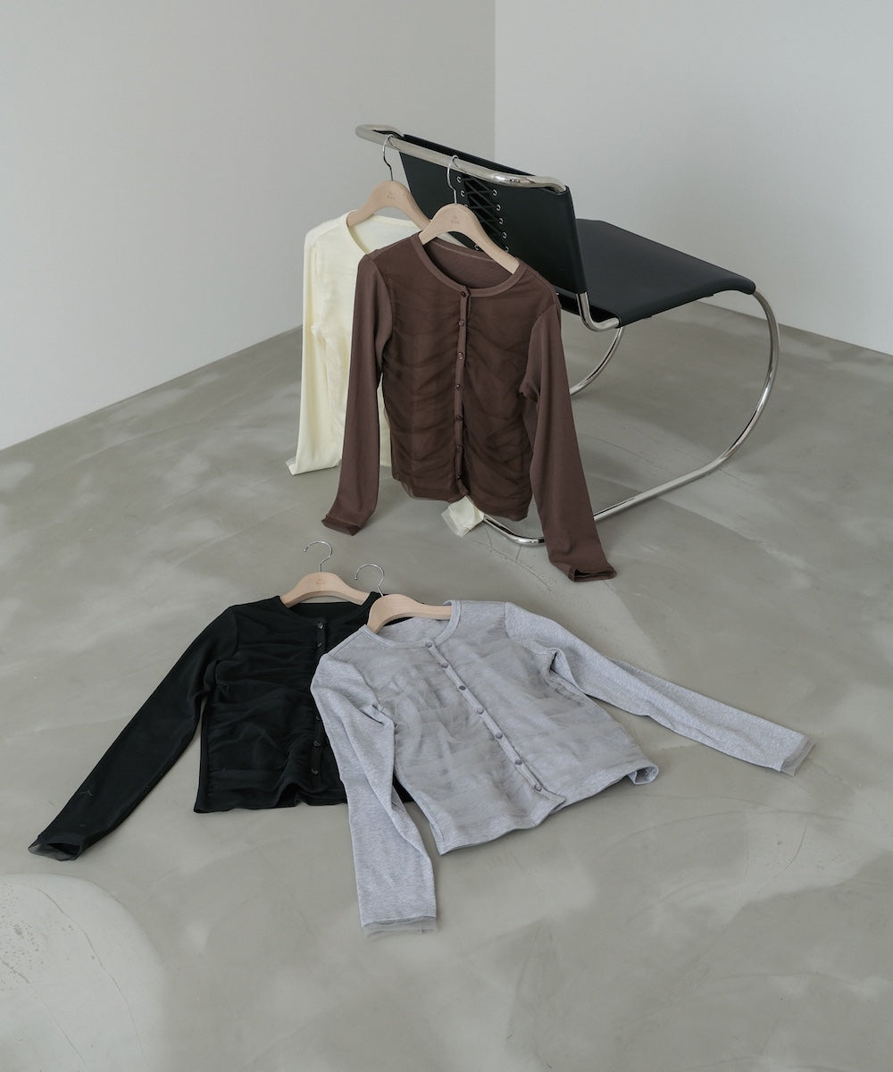 チュールギャザーカーディガン