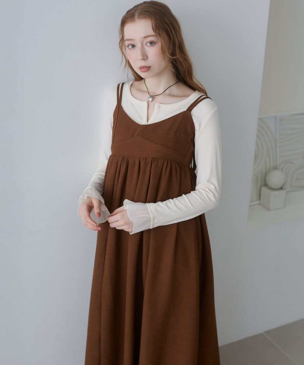 【S・Mサイズ展開】ビスチェライクフレアキャミワンピース