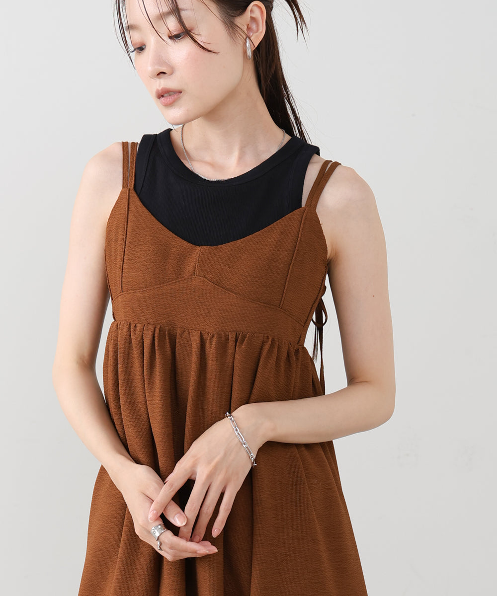 【S・Mサイズ展開】ビスチェライクフレアキャミワンピース