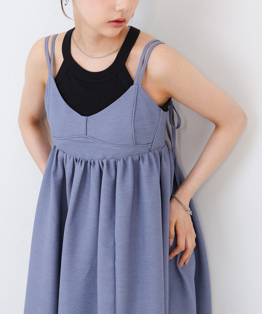 【S・Mサイズ展開】ビスチェライクフレアキャミワンピース