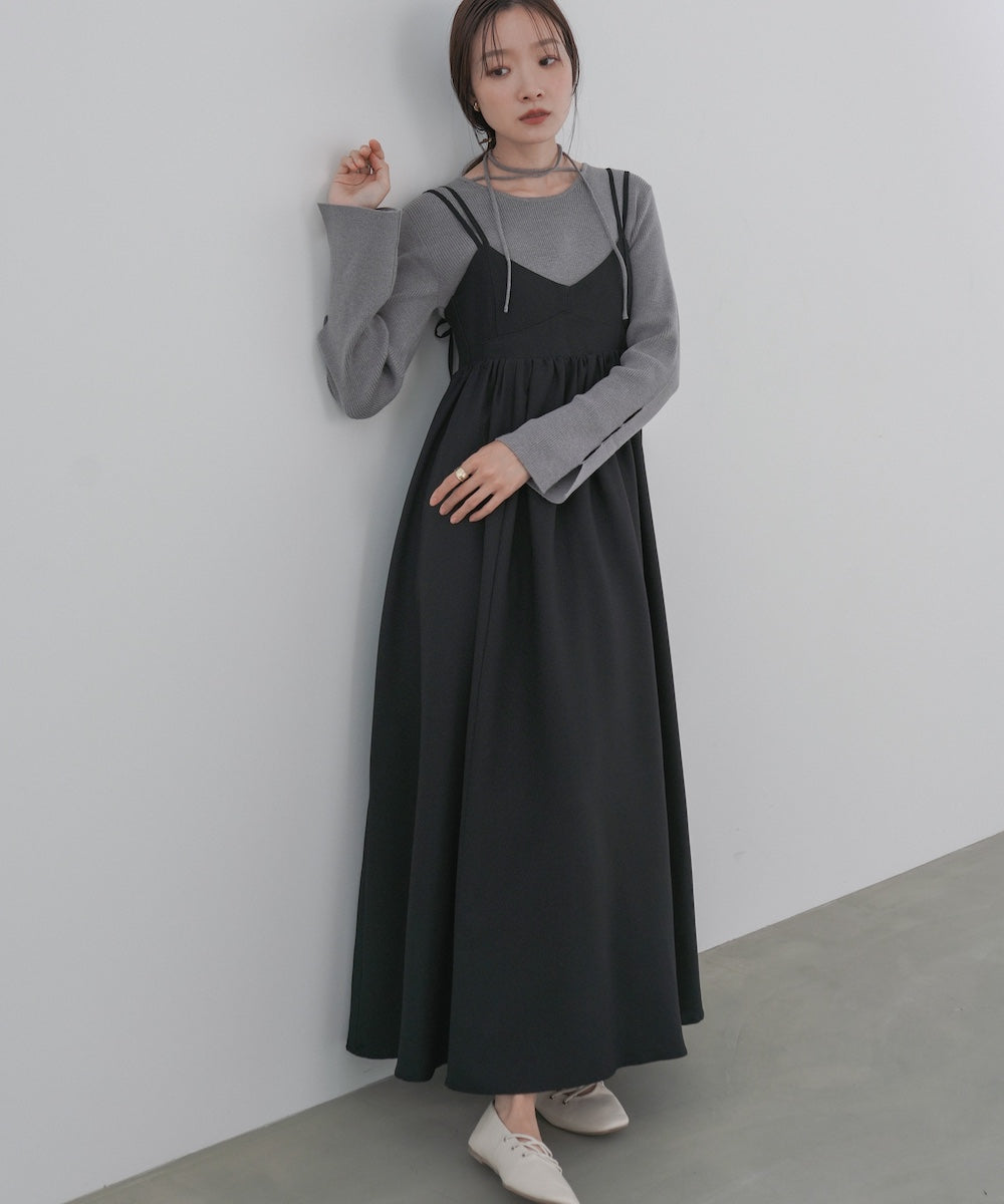 【S・Mサイズ展開】ビスチェライクフレアキャミワンピース