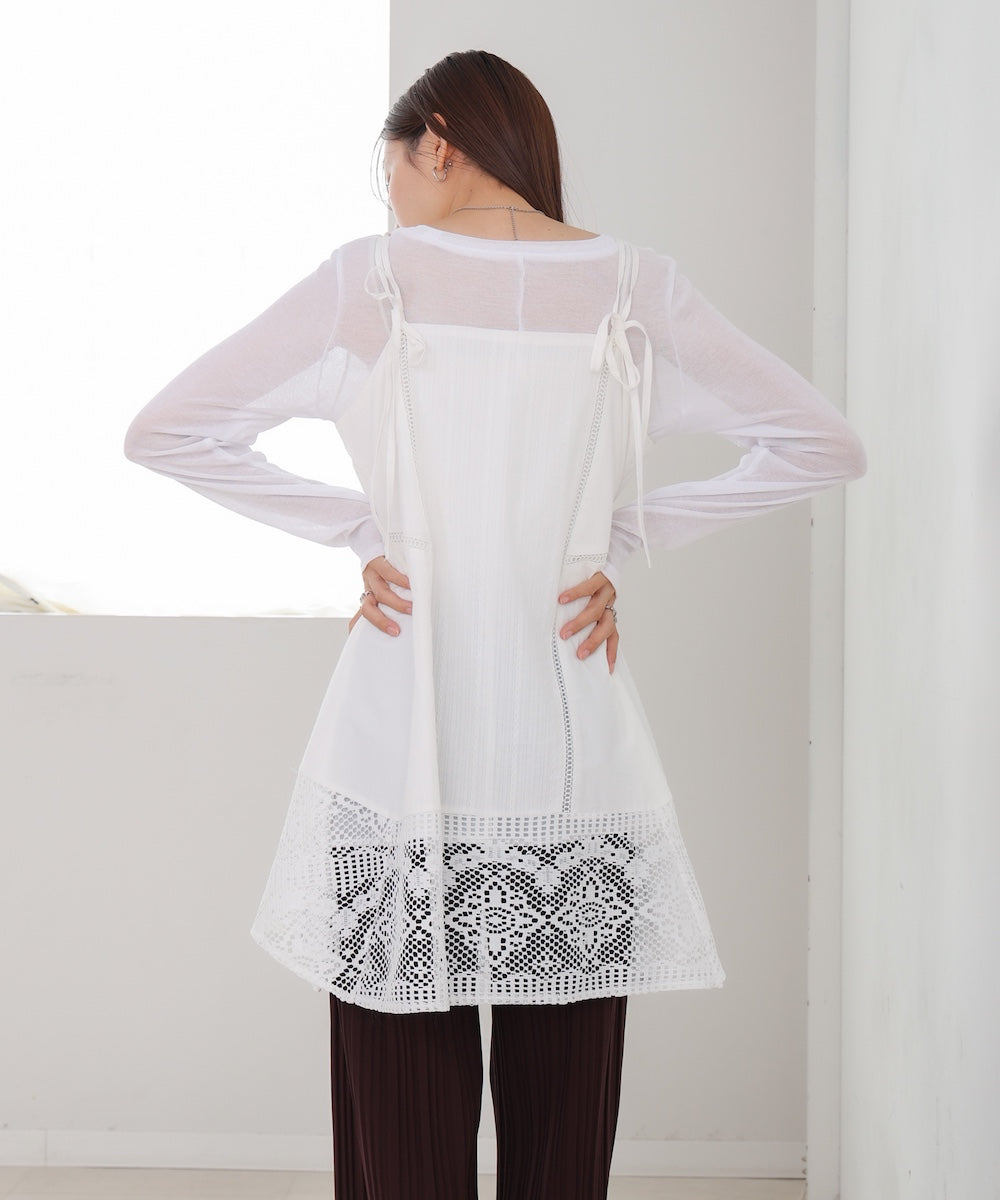 レース切り替えミニワンピース