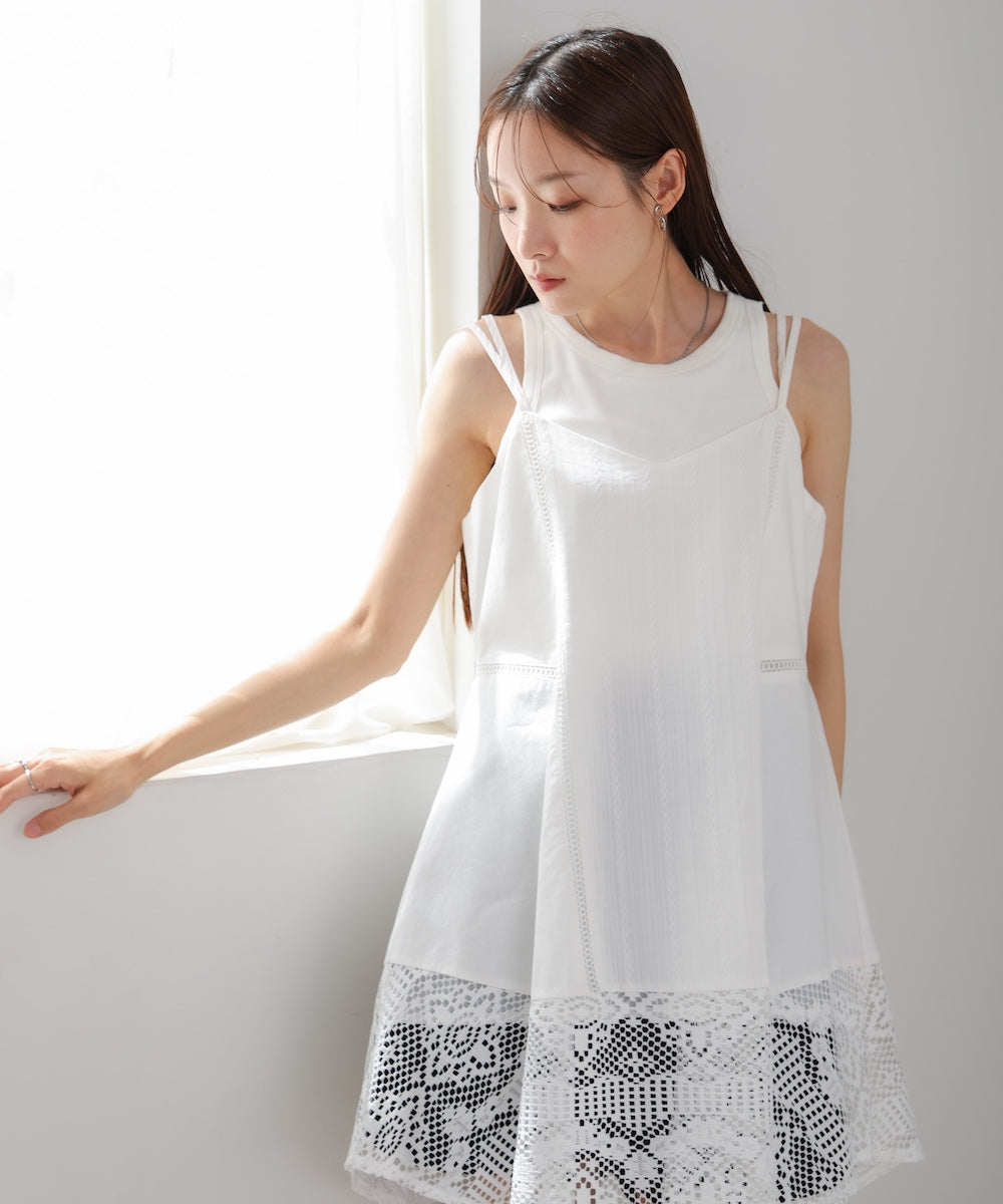 レース切り替えミニワンピース