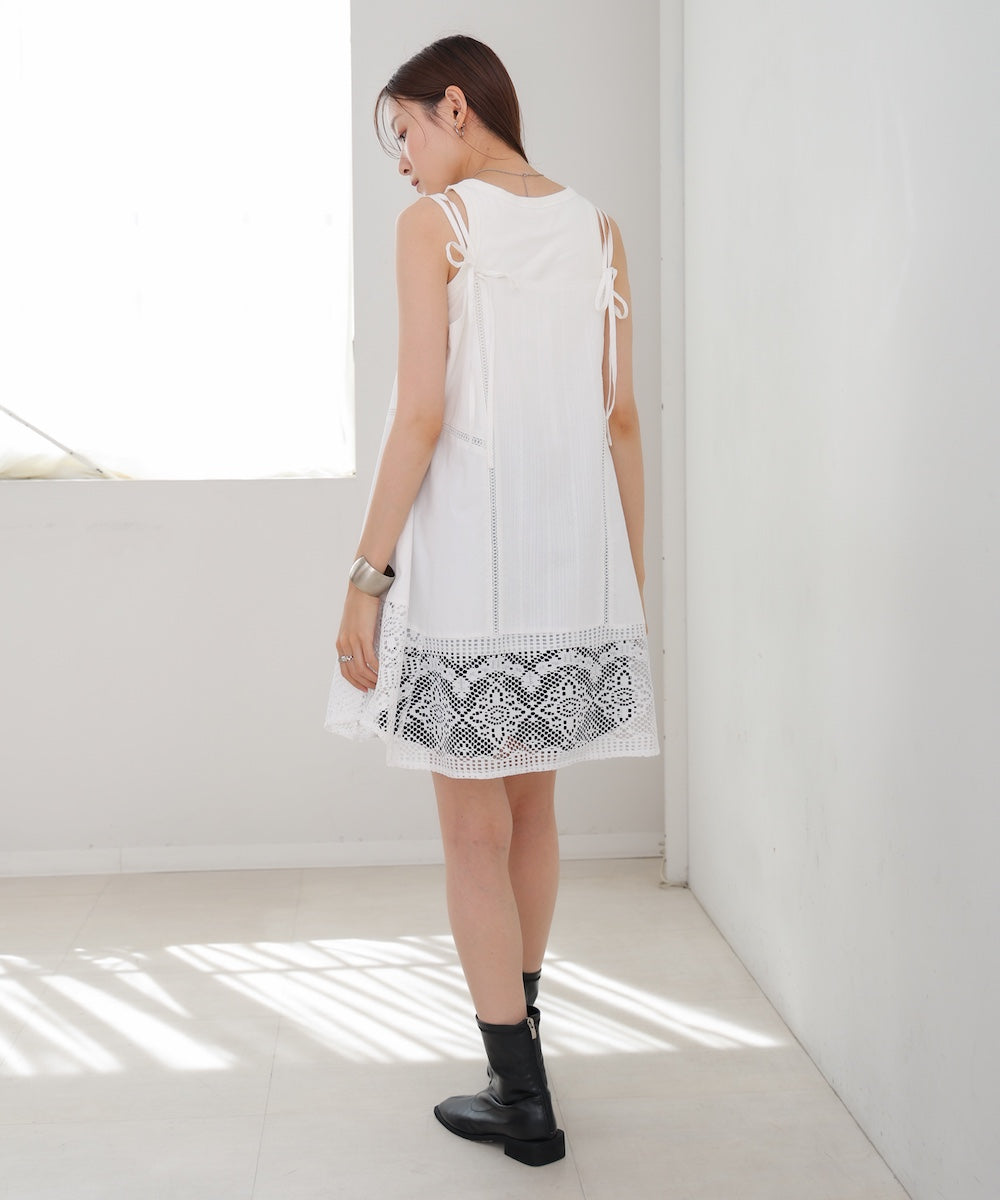 レース切り替えミニワンピース