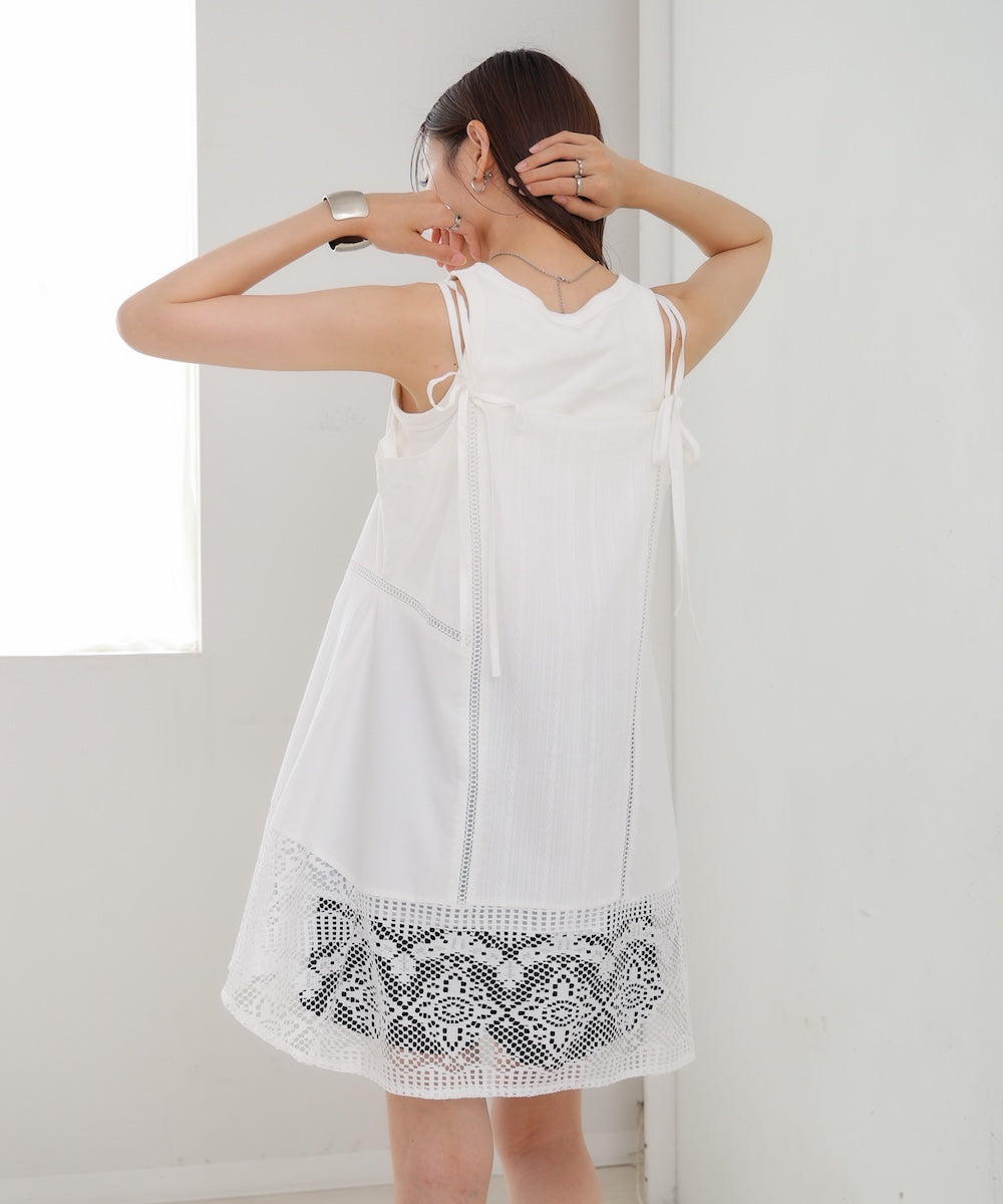 レース切り替えミニワンピース