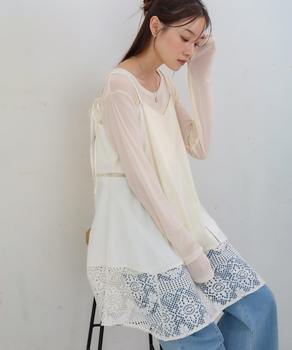 レース切り替えミニワンピース