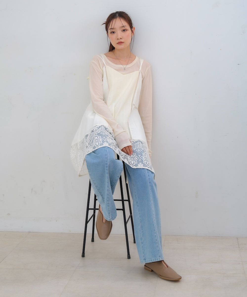 レース切り替えミニワンピース