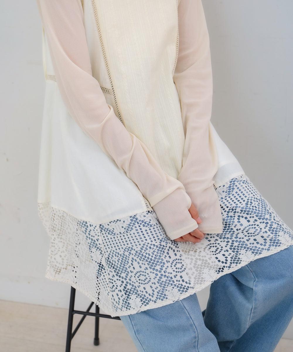 レース切り替えミニワンピース