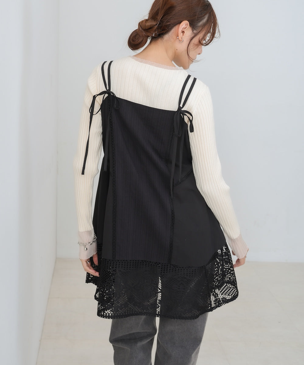 レース切り替えミニワンピース