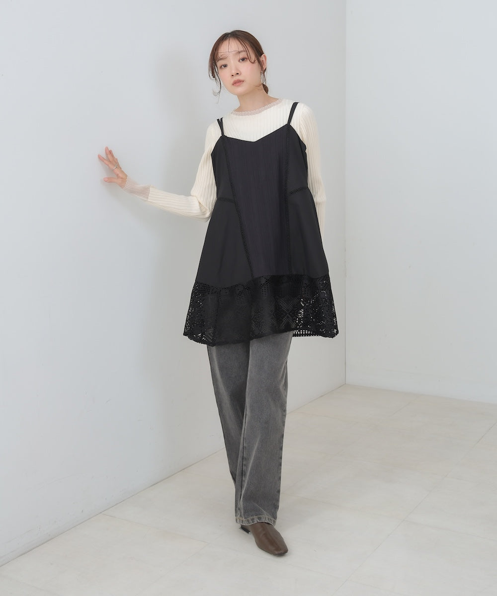 レース切り替えミニワンピース