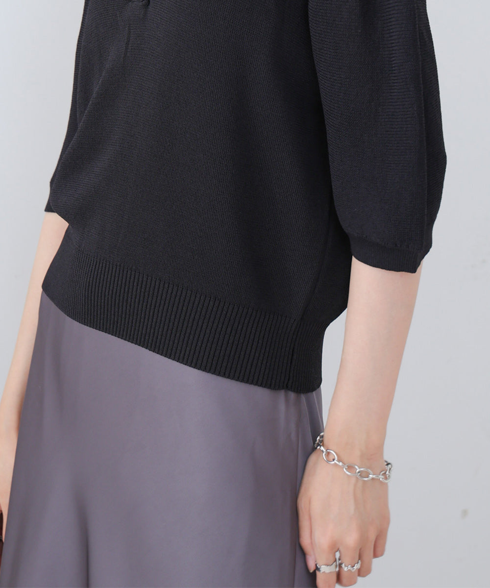 ダブルカラー衿付きポロニット