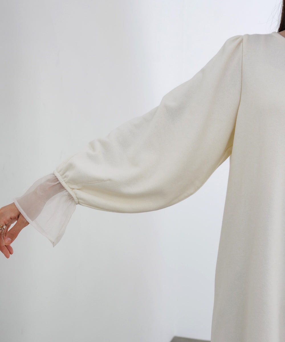 オーガンジー切替スウェットワンピース