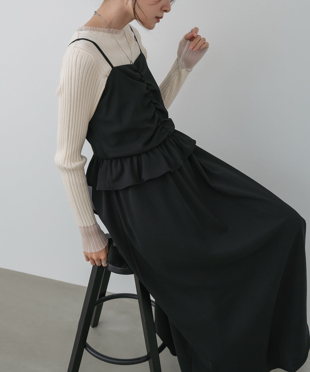 フロントギャザーフリルワンピース