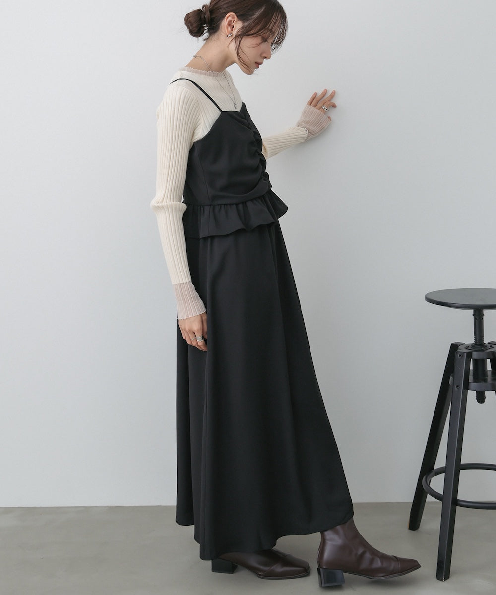 フロントギャザーフリルワンピース