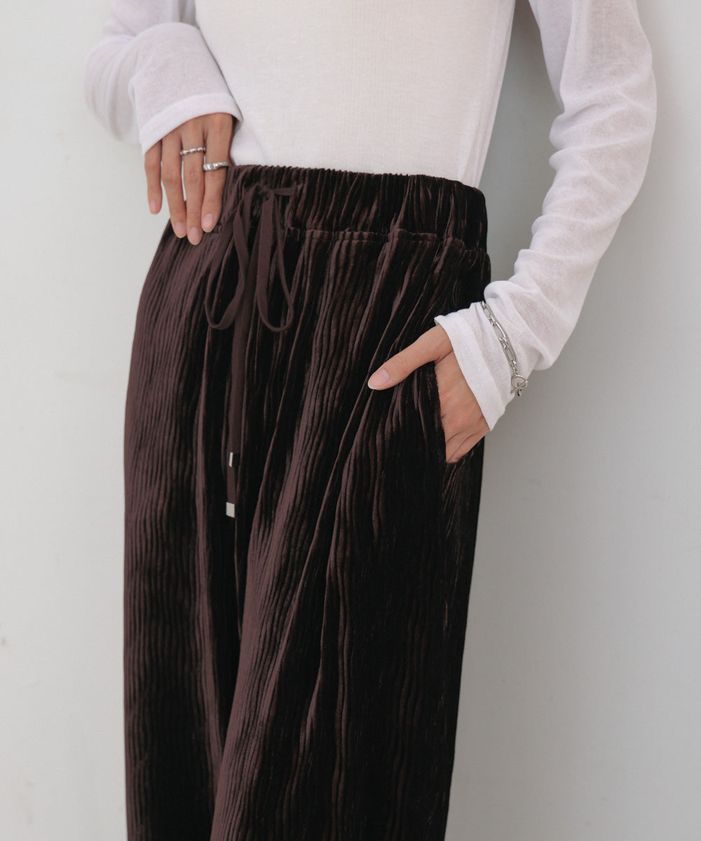 ベロアウェーブプリーツイージーパンツ
