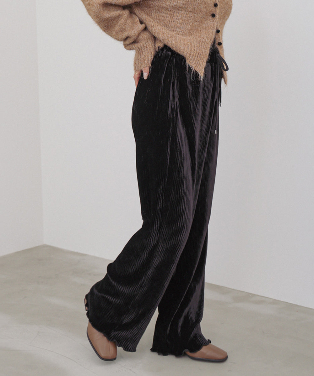 ベロアウェーブプリーツイージーパンツ