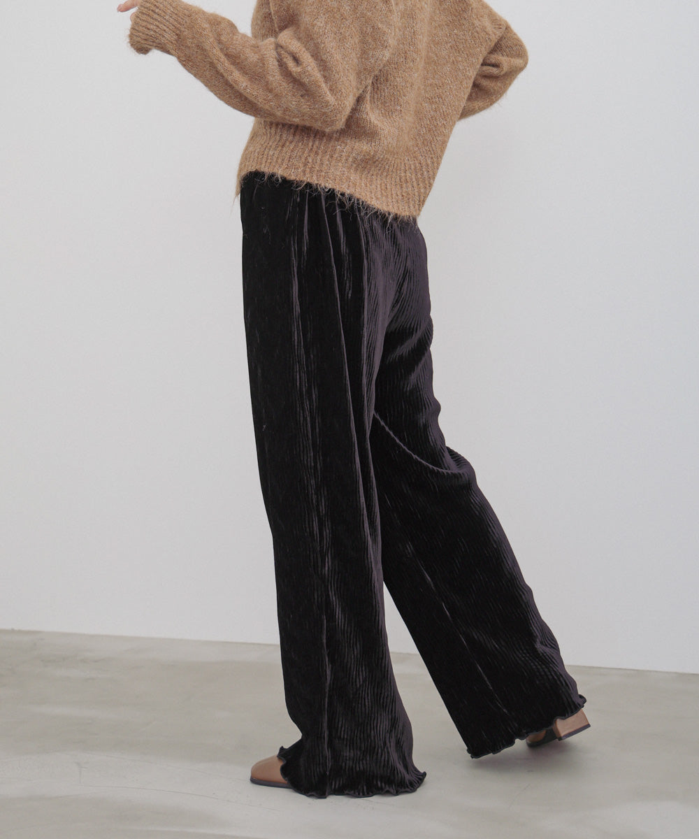 ベロアウェーブプリーツイージーパンツ