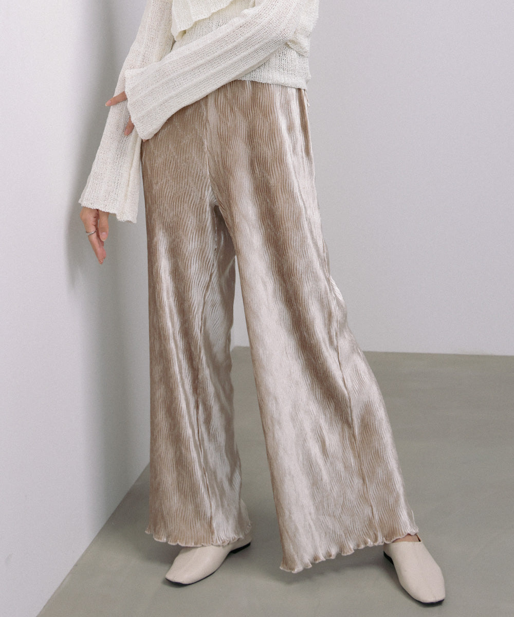 ベロアウェーブプリーツイージーパンツ