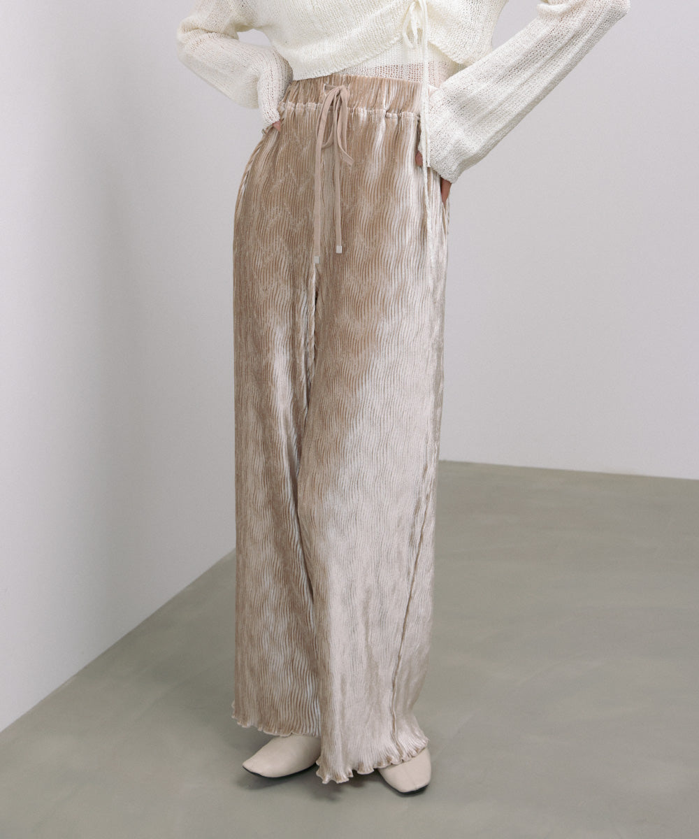 ベロアウェーブプリーツイージーパンツ