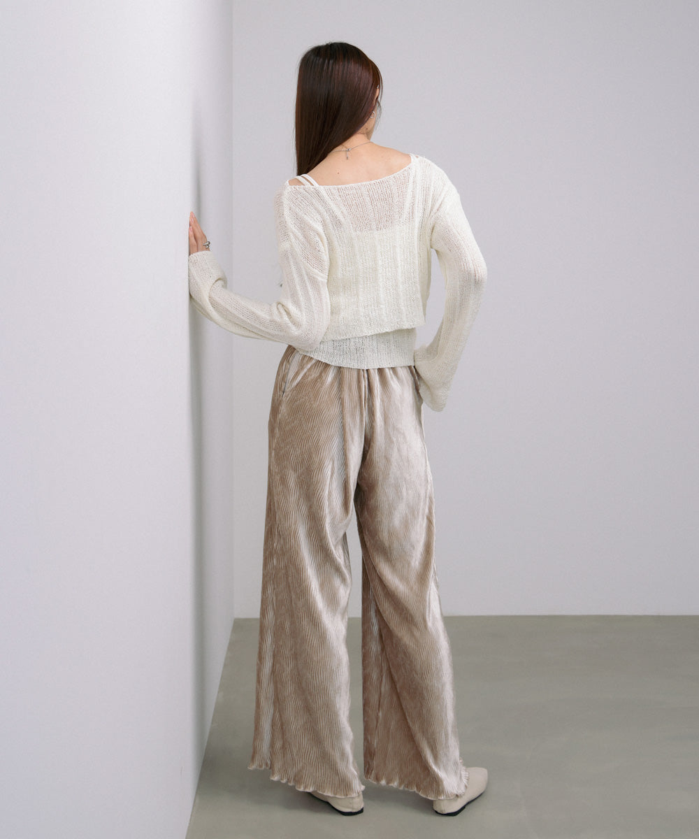 ベロアウェーブプリーツイージーパンツ