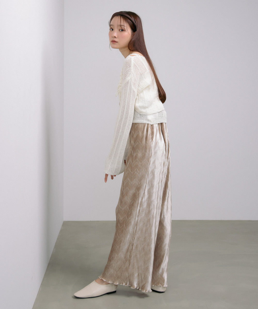 ベロアウェーブプリーツイージーパンツ