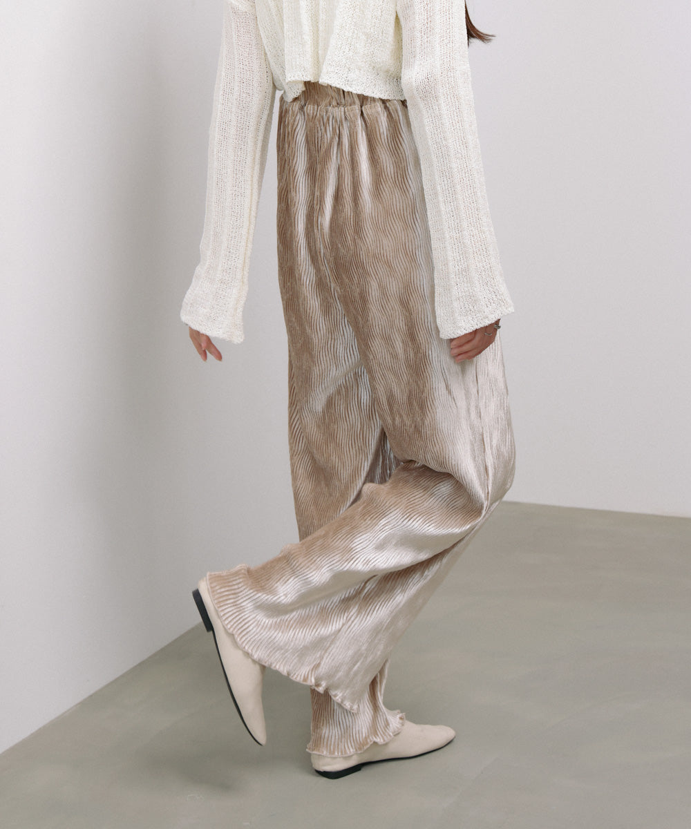 ベロアウェーブプリーツイージーパンツ