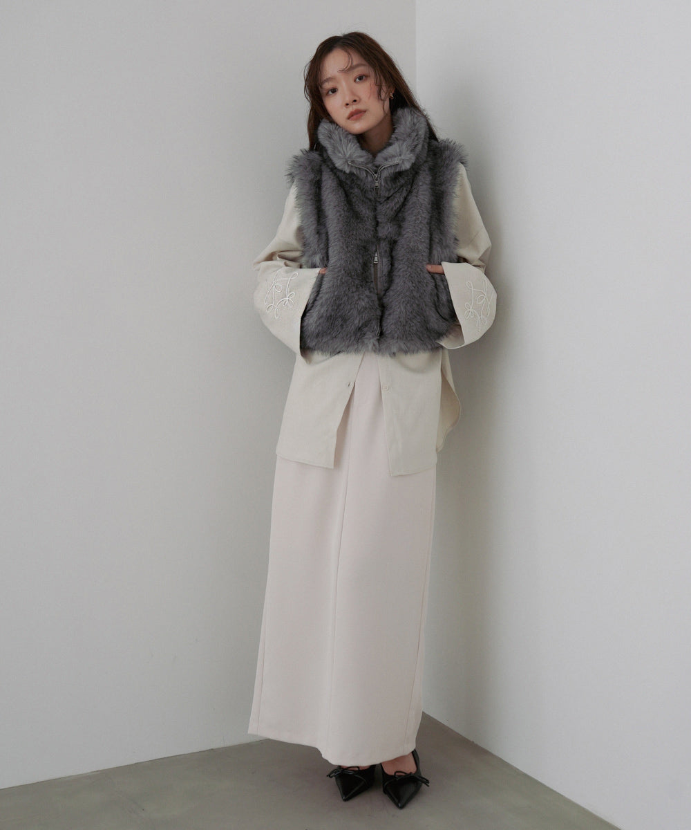 コード刺しゅうワイドカフスオーバーシャツ