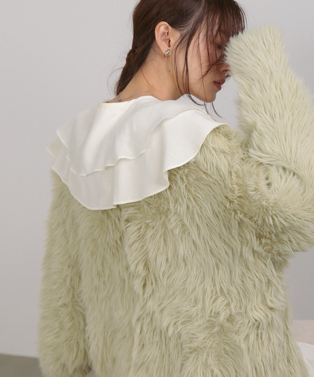 ダブルラッフルカラーブラウス