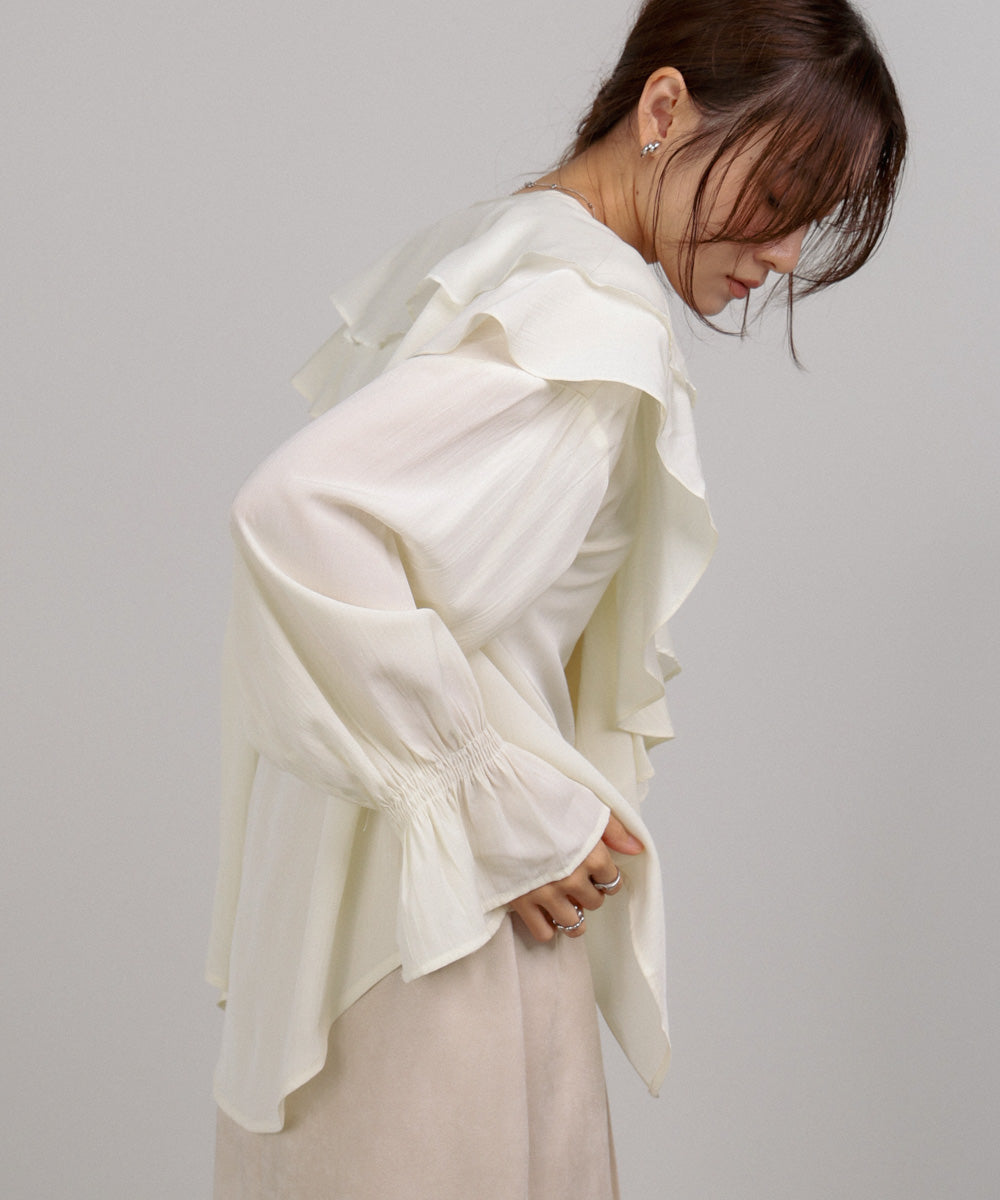 ダブルラッフルカラーブラウス