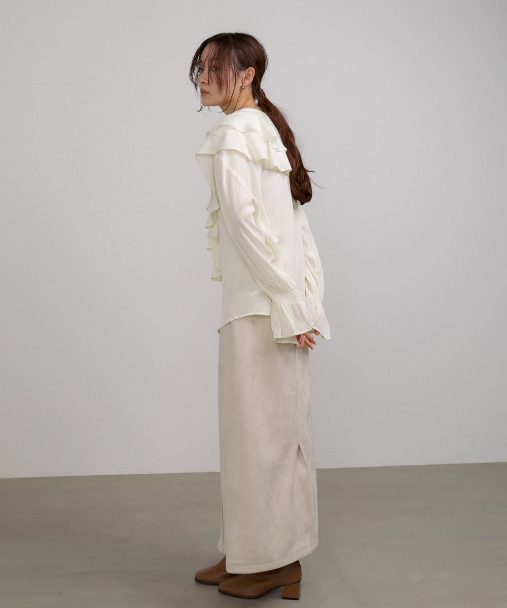 ダブルラッフルカラーブラウス