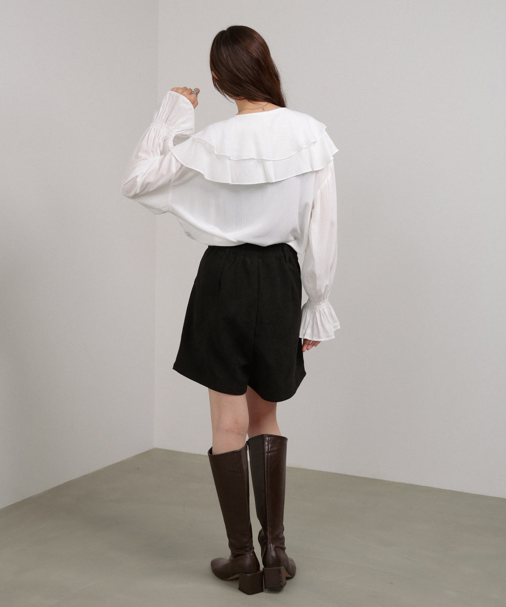 ダブルラッフルカラーブラウス