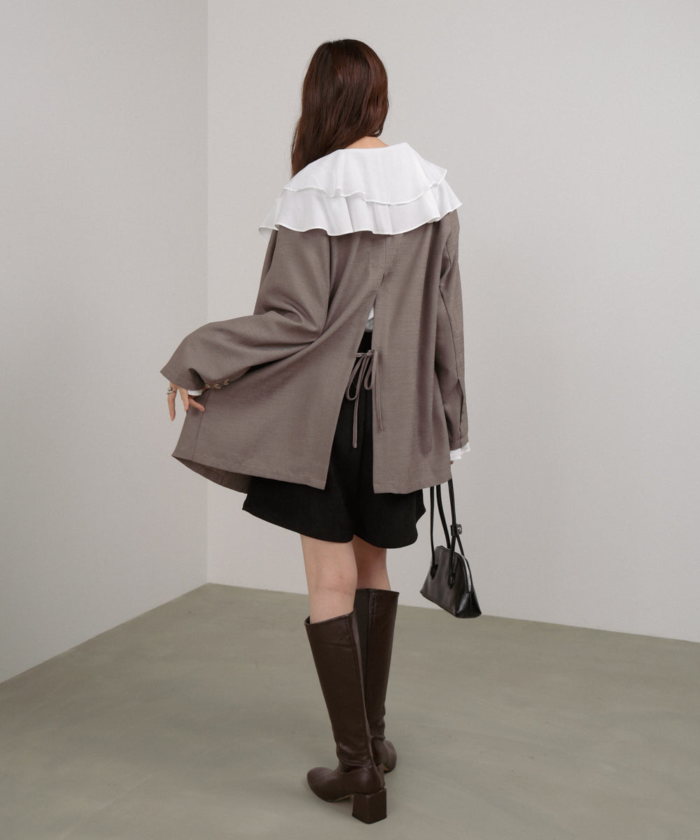 ダブルラッフルカラーブラウス