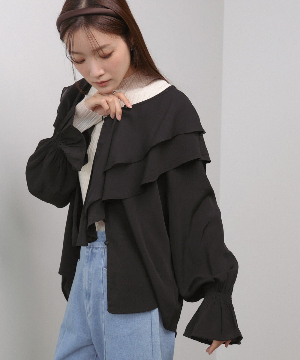 ダブルラッフルカラーブラウス