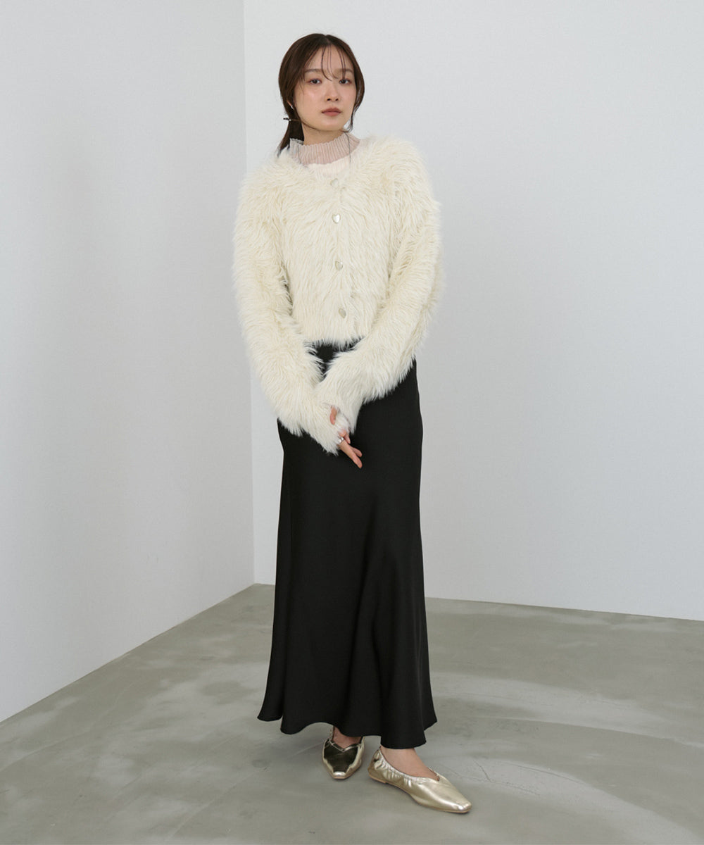 【選べる着丈】前後2WAYハートボタンシャギーニットカーディガン