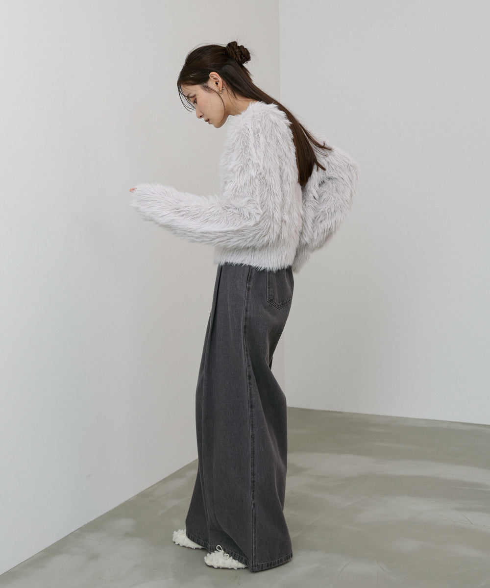 【選べる着丈】前後2WAYハートボタンシャギーニットカーディガン