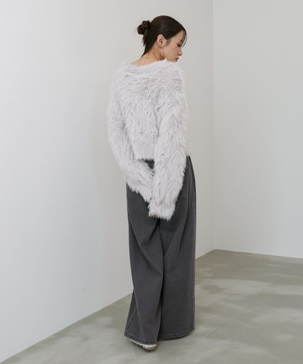 【選べる着丈】前後2WAYハートボタンシャギーニットカーディガン