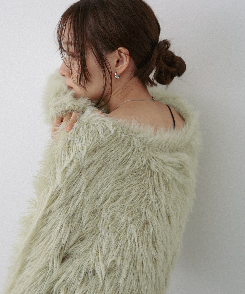 【選べる着丈】前後2WAYハートボタンシャギーニットカーディガン